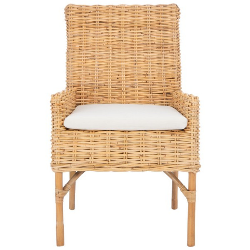 Chaise d'appoint en rotin avec coussin Millbourne, Naturel