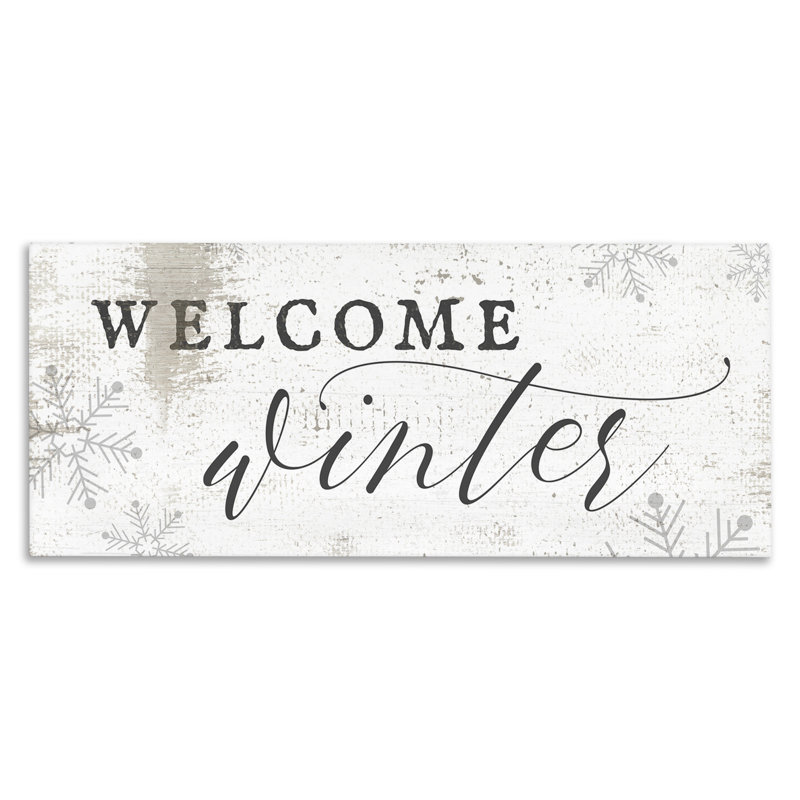 Welcome Winter Phrase Geometric Snowflake Pattern, 10" H x 24" W x 1.5" D