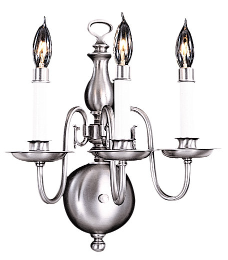 Lampe murale bougie 3 lumières Jovan, Laiton poli