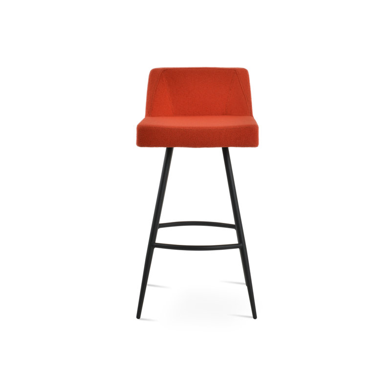Tabouret Prisma Gatala, Similicuir orange, Noir