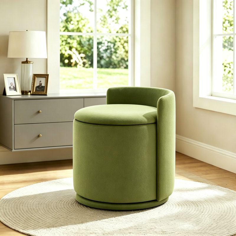 Repose-pieds rembourré avec tabouret, Vert