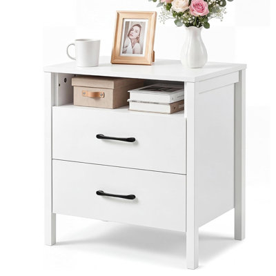 20.55" Wide Nightstand with 2 Drawers & Open Shelf, Bed Side Tables for Bedroom, Modern Nightstands, Modern Bedside Table with Storage, End Table for Bedroom, Living Room, Office