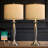 27.75"traditional Brushed Metal Candle Holder With Usb For Bedroom,living Room,office And Hallway