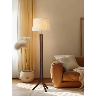 Medieval-style metal hardware fabric and wood floor lamp