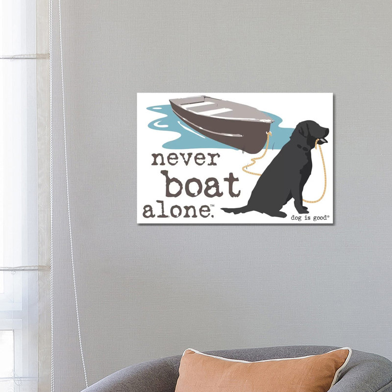 Never Boat Alone II by Dog Is Good And Cat Is Good - Wrapped Canvas Gallery-Wrapped Canvas Giclée