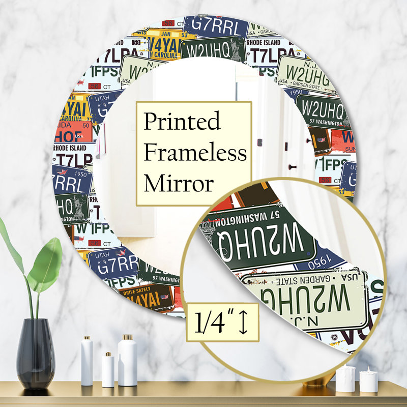Plaques de licence US California - Miroir moderne, H 31,5 po x l po