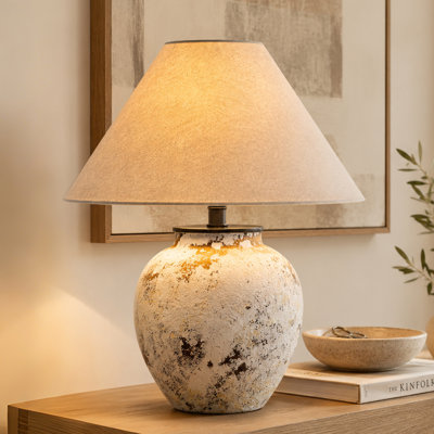 Lampe de table 20 po en céramique rétro avec ampoule DEL pour le salon