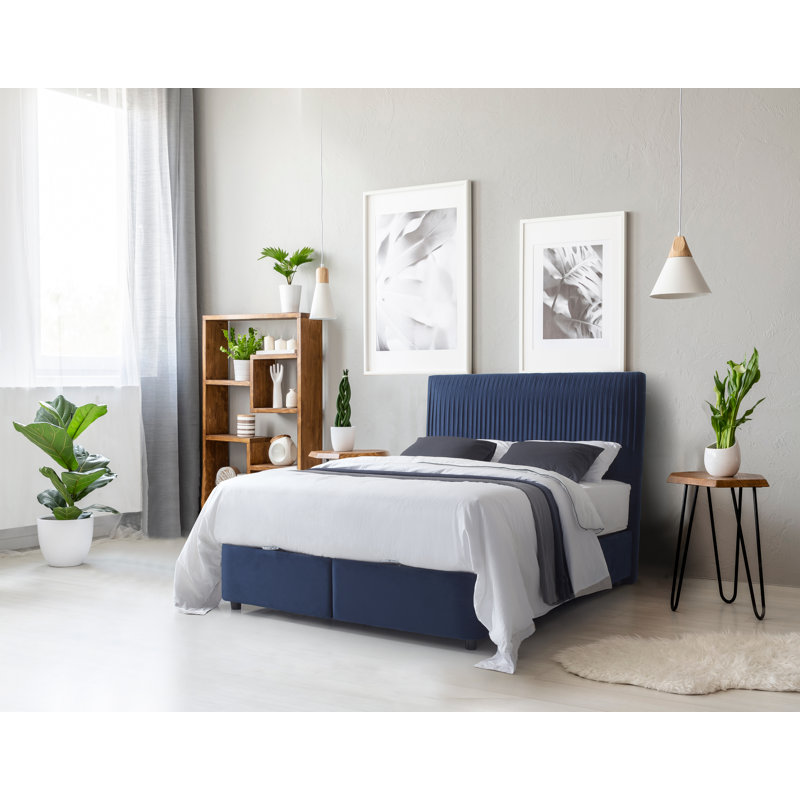 Allisyn Upholstered Ottoman Storage Bed, Super King (6'), Blue