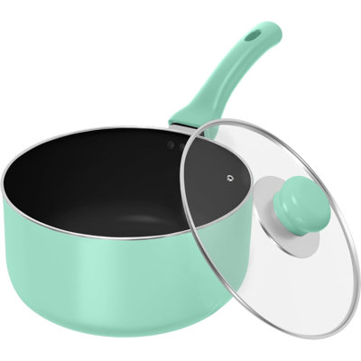 2 Quart Detachable Handle Nonstick Saucepan With Glass Lid Multipurpose Use For Home Kitchen Or Restaurant