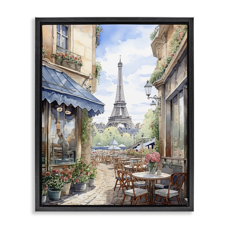 Cadre flottant Eiffel Tower City View, design par LSR Creative Studio, Cadre flottant noir de jais, H 21 po x l 17 po
