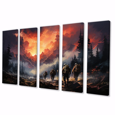 Heros In Action VI - Fireman Canvas Print - 5 Equal Panels