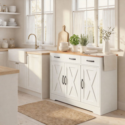 Buffet, armoire de cuisine 43 po, blanc