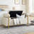 Elegant Upholstered Bench With Cylindrical Arms And Iron Leg Setup In Beige For Living Room Bedroom Hallway Legs, Soft Linen-1590094952