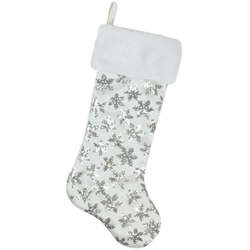 Chaussette de Noël Ice Palace Sequin, Blanc / argent