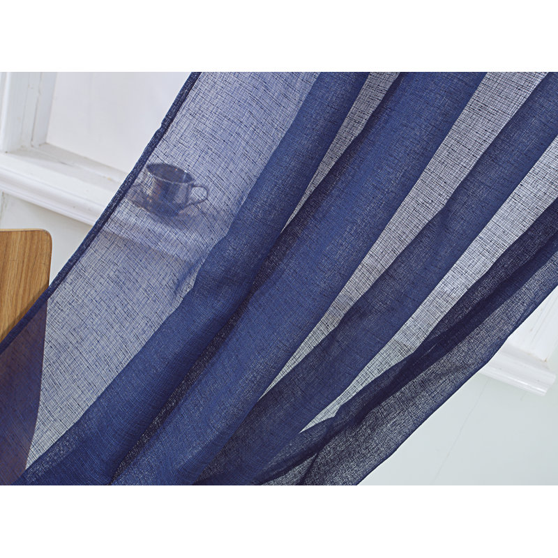 Panneau de rideau simple diaphane avec passe-tringle Landrienne, Bleu marine