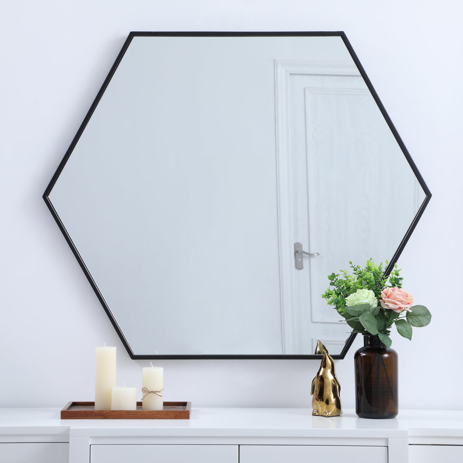Sabine Accent Mirror, Black, 32" H x 38" W