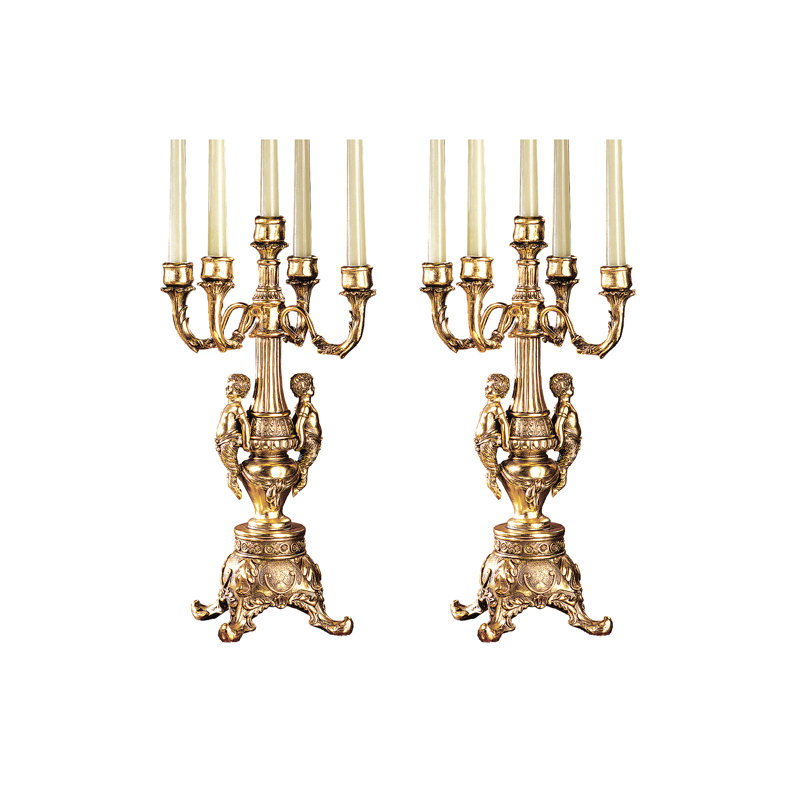 2 Piece Resin Tabletop Candelabra Set