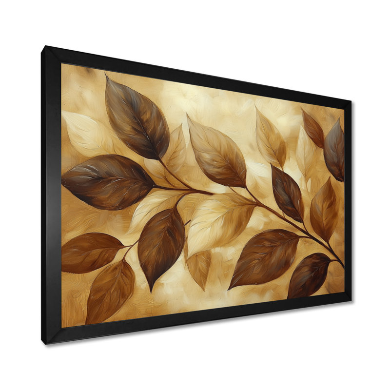 Irmengard chocolat brun feuilles de paysage I - feuilles, art mural sur toile, Reproduction encadrée d'une seule photo