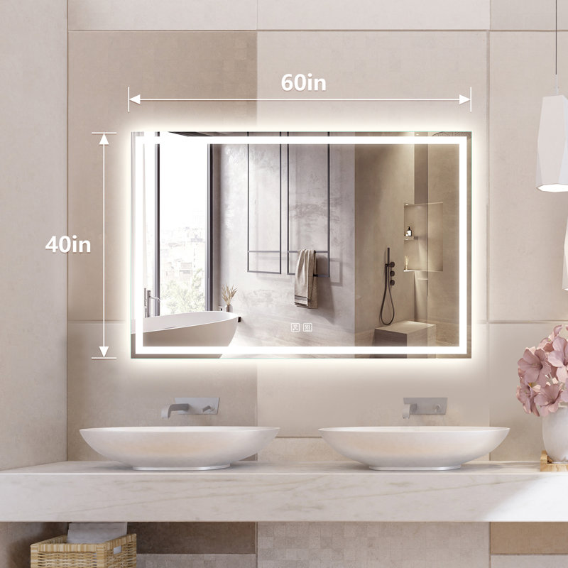 Miroir de salle de bain à DEL Naliyah, 40 po x 60 po