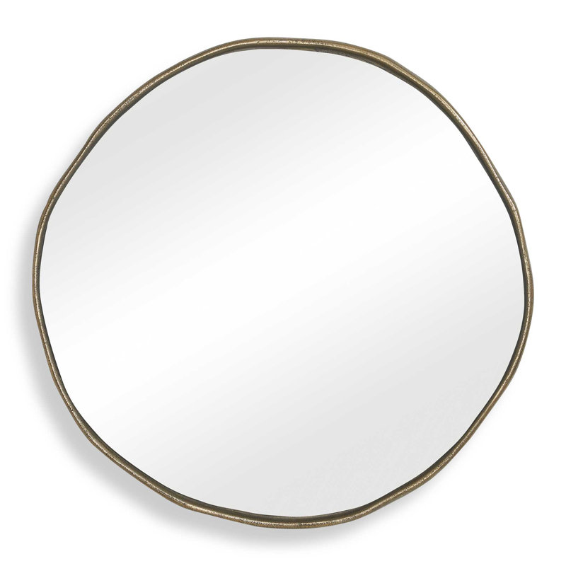  Lowen Round Brass Mirror, Antique Brass
