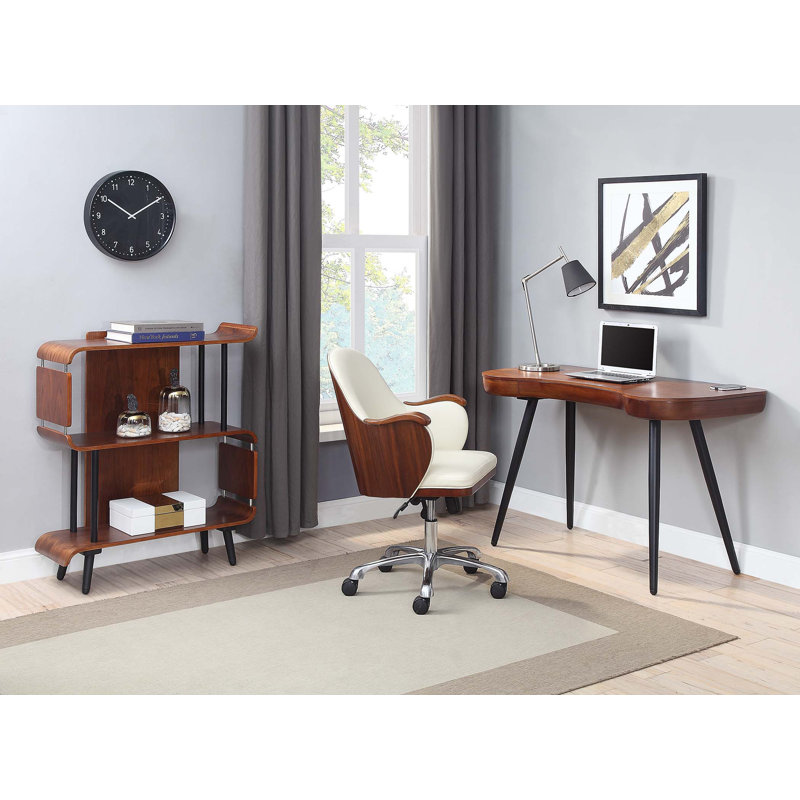 Wiltz Writing Desk, Black, Walnut