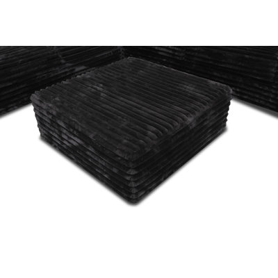 MOD # 520 Mondo - repose-pieds noir avec repose-pieds carré en mousse haute densité, tissu noir durable, structure en bois massif et ressorts à arc