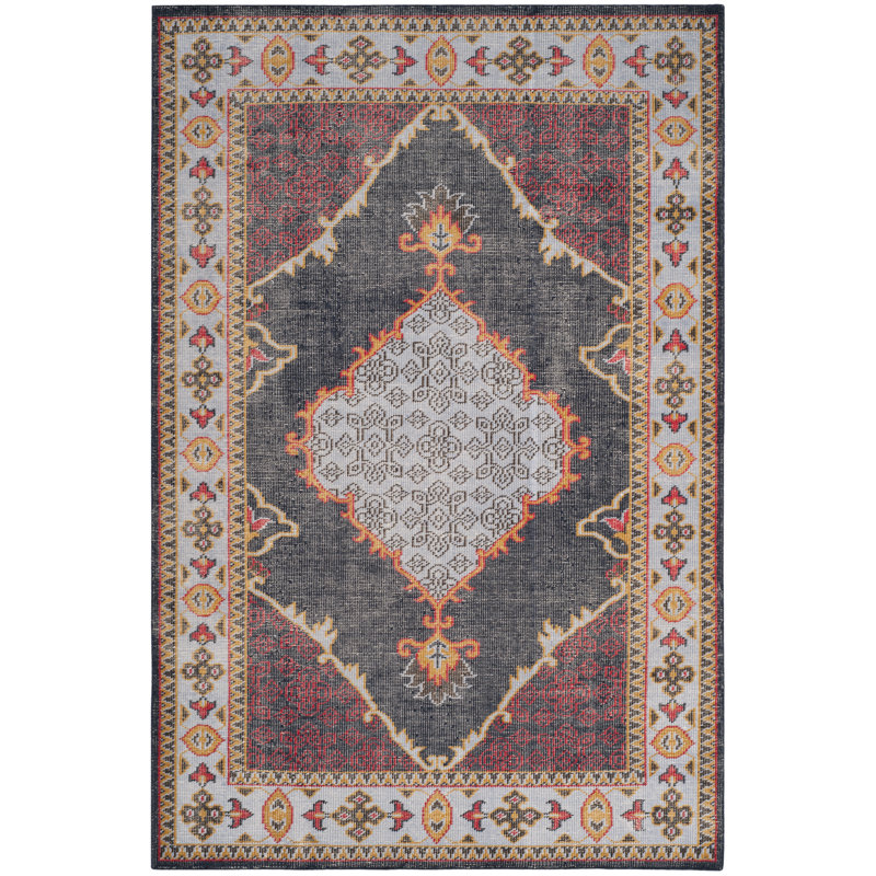 Tapis oriental bleu / rouge en laine / coton / soie Art Stone Stone, Rectangle 8 pi x 10 pi