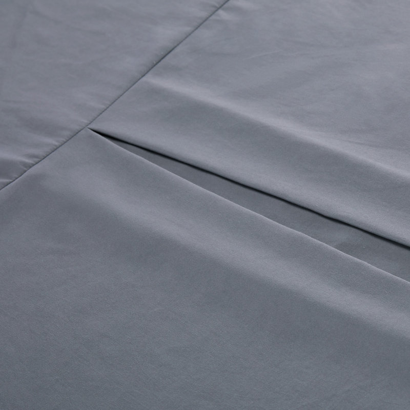 Gray Twin Polyester Pleated Bed Skirt with 15-Inch Drop
