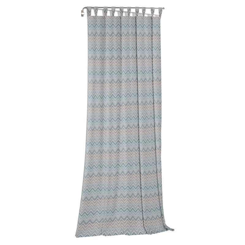 Kurtus Room Darkening Curtain Single Panel, 132cm Width x 145cm Drop, Light blue/Light grey/Beige