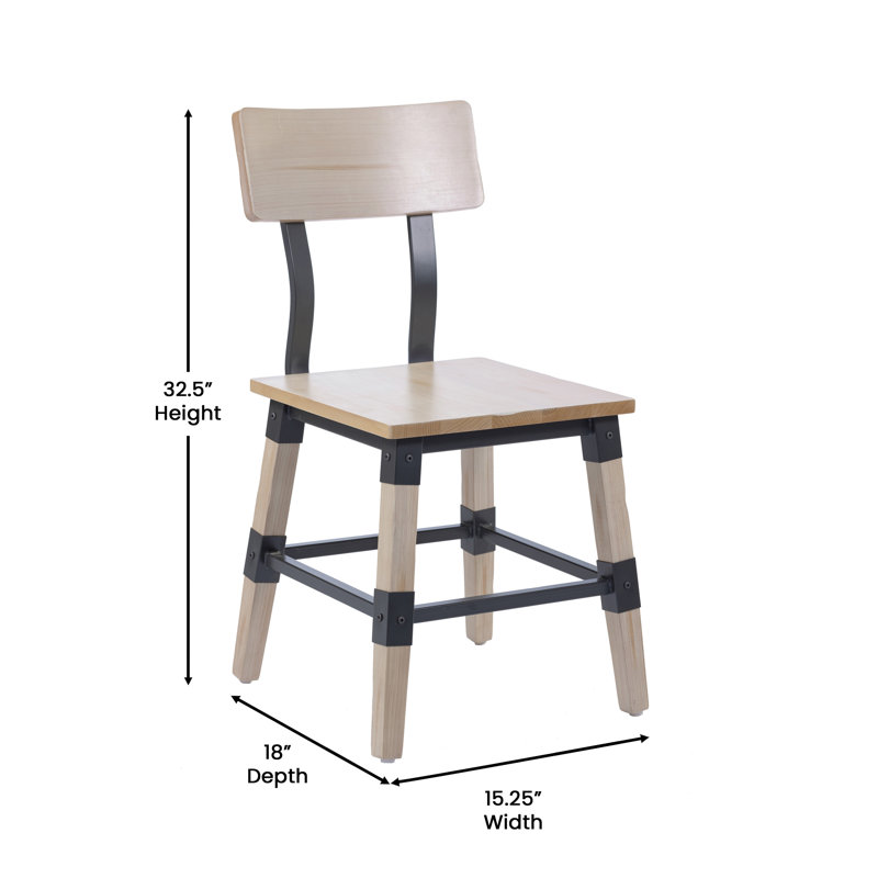 Lazro Commercial Grade Rustic Antique Industrial Style Wood Dining Chair, White
