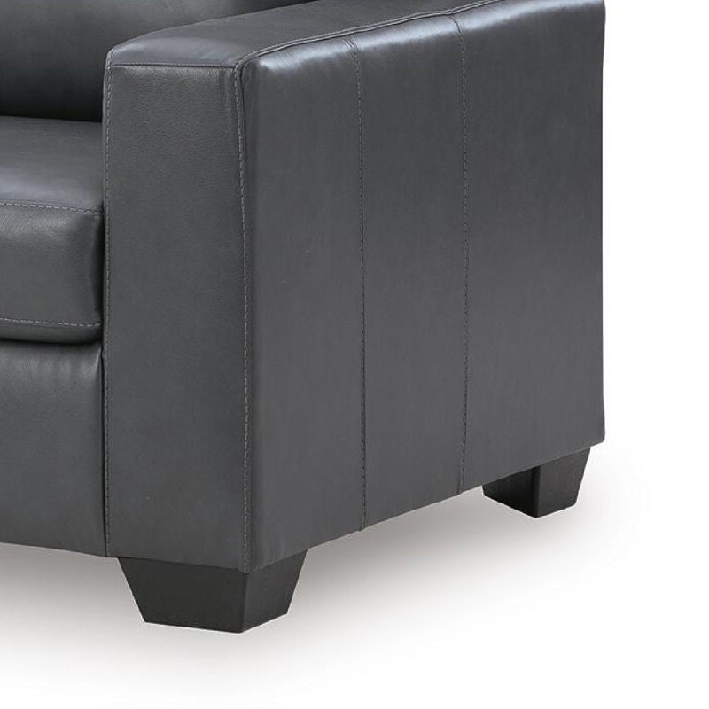 Causeuse Miller avec pieds en bois apparents, cuir bleu - similicuir 62 po
