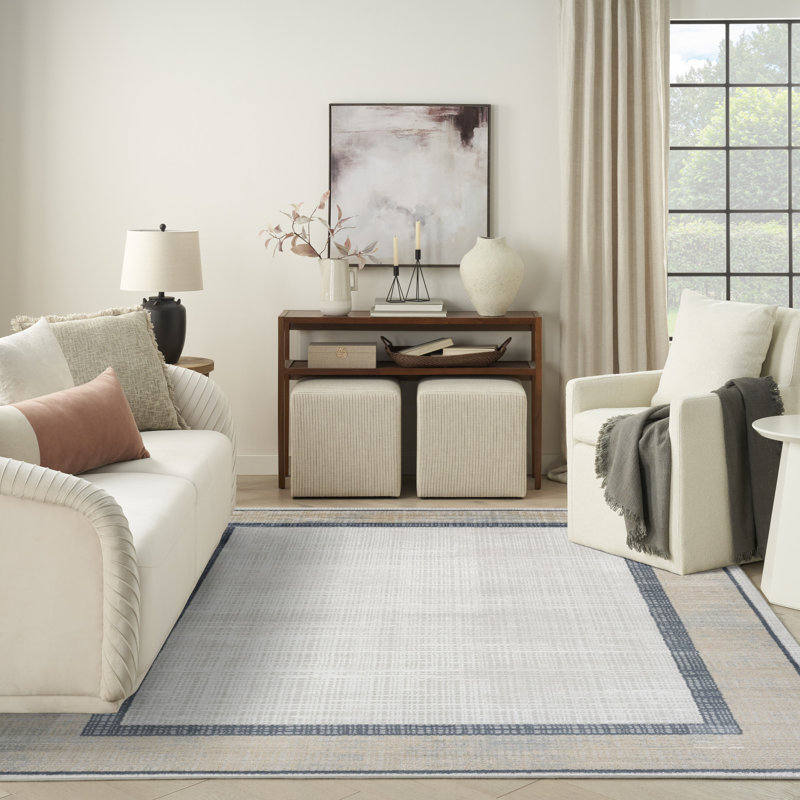 Leuchte Grey Navy Modern Indoor Rug, Rectangle 7'10" x 9'10"