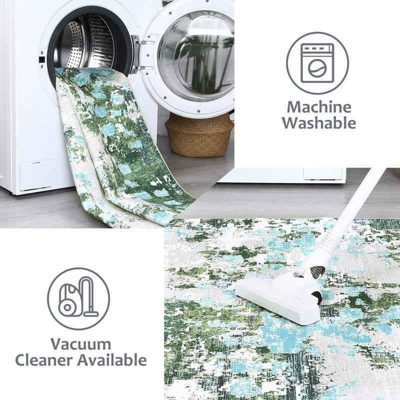 Yisselle Washable Abstract Indoor Rug, Rectangle 8' x 10'