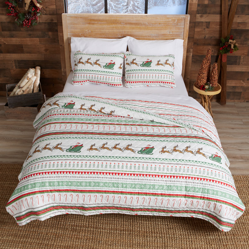 Ensemble de courtepointe colorée du père Noël / renne avec taies décoratives