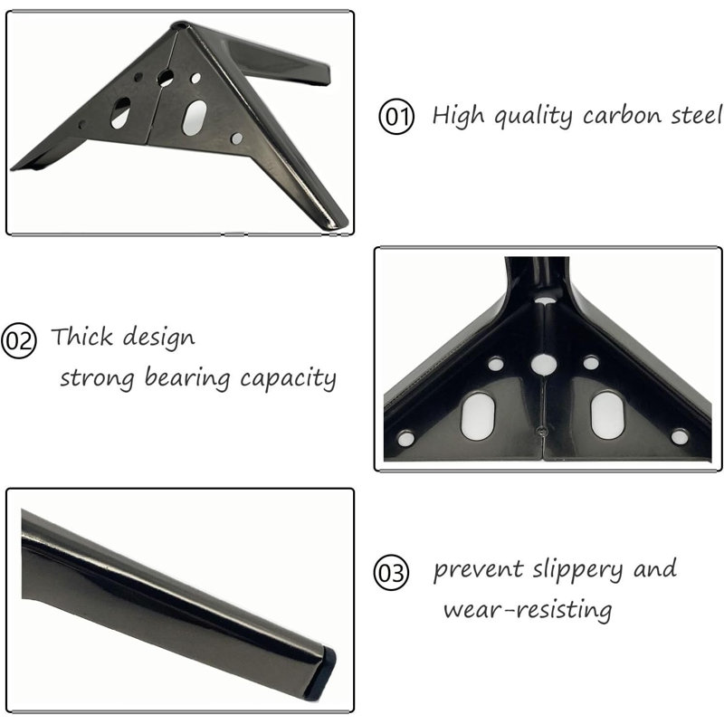 Heavy Duty Metal Furniture Legs For Cabinet Sofa Couch Chair, Modern Triangle Design, Durable Carbon Steel Construction, Easy Installation, Set Of 4