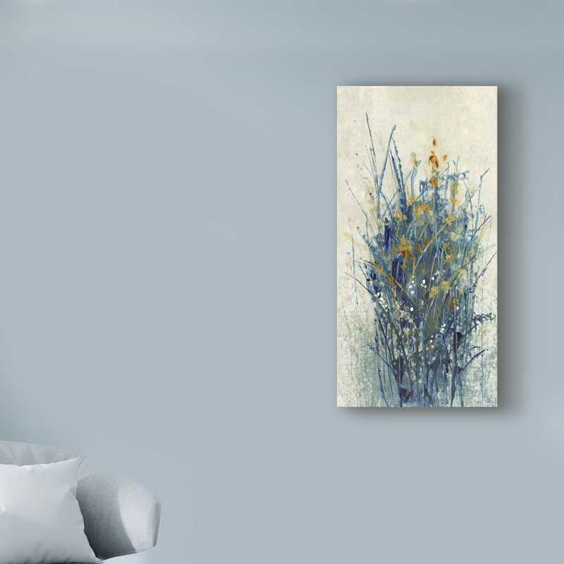 « indigo floral i », reproduction d’impression sur toile tendue, H 19 po x l 10 po x P 2 po