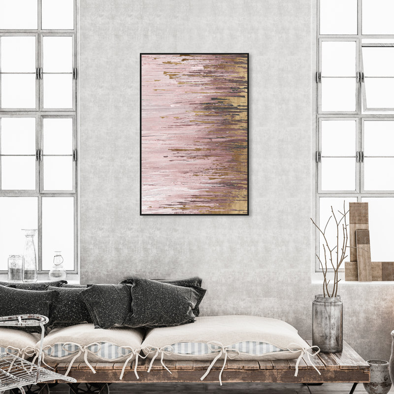 «Blush Rains Duet I», peinture sur toile, Toile tendue, H 54 po x l 36 po