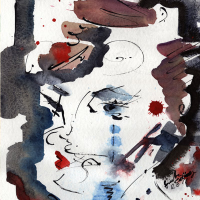 «Trotwood Ginette Fine Art Intuitive Abstract Face», reproduction sur toile tendue