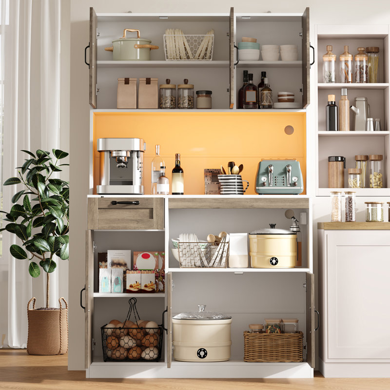 180cm Kitchen Pantry, Natural White