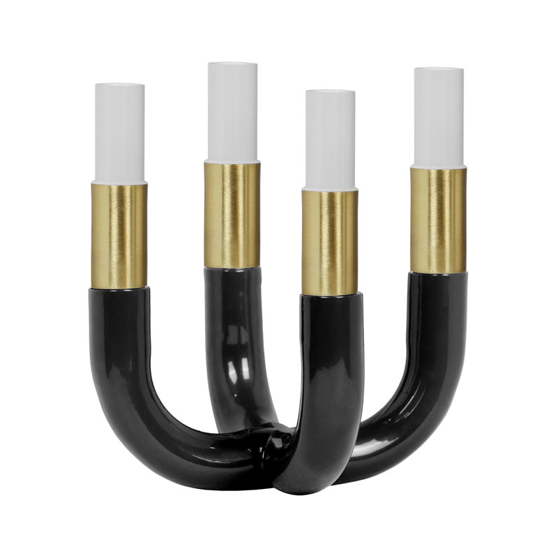 Candelabra, White/Gold/Black