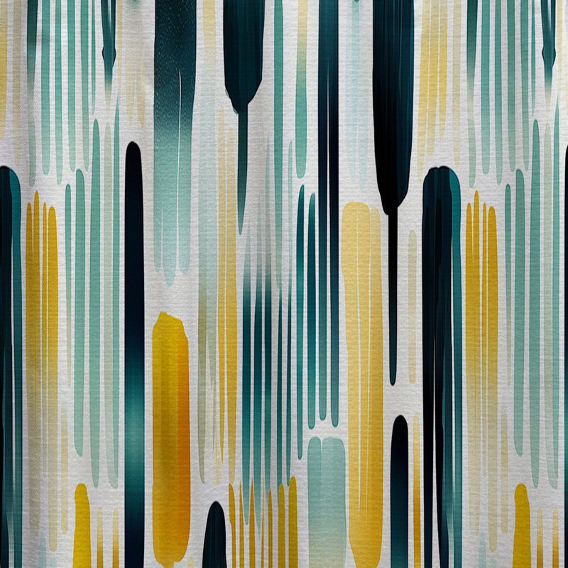 Green Adn Yellow Paint Striped Pattern - Striped Curtain - Velvet Room darkening - 1 panel, 52" W x 120" L