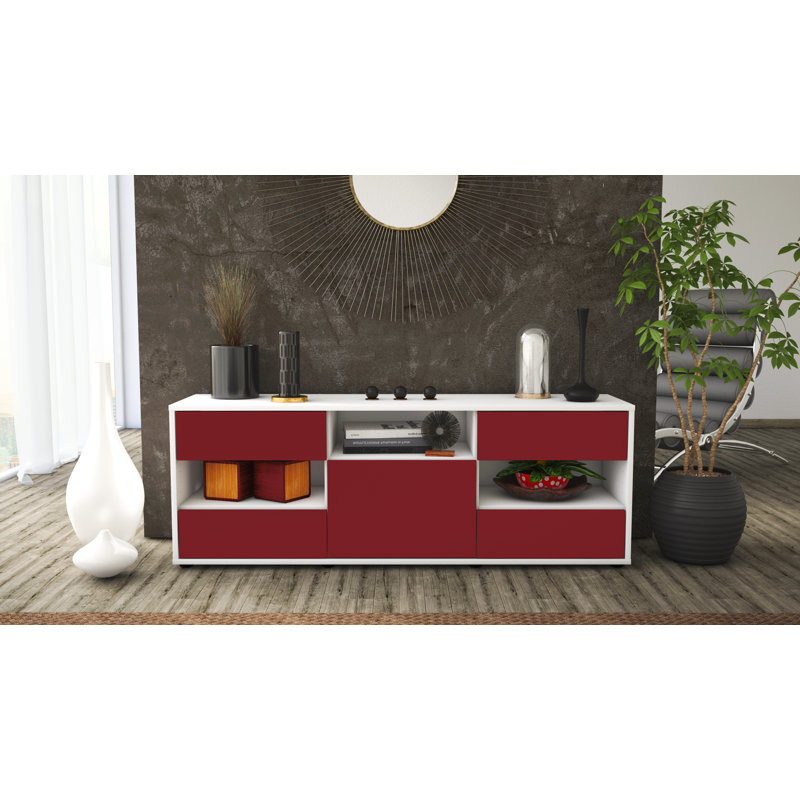 Yarger TV Stand, Red / Matte White