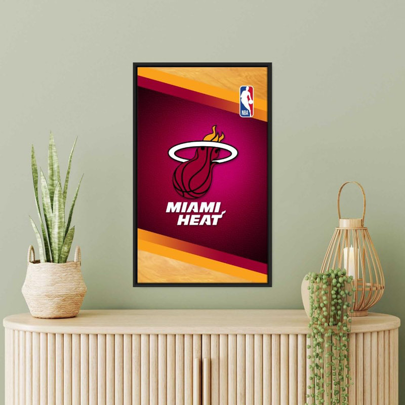 «Miami Heat NBA», art mural sur toile - Équipe de basketball sous licence officielle - prêt à être accroché, Noir