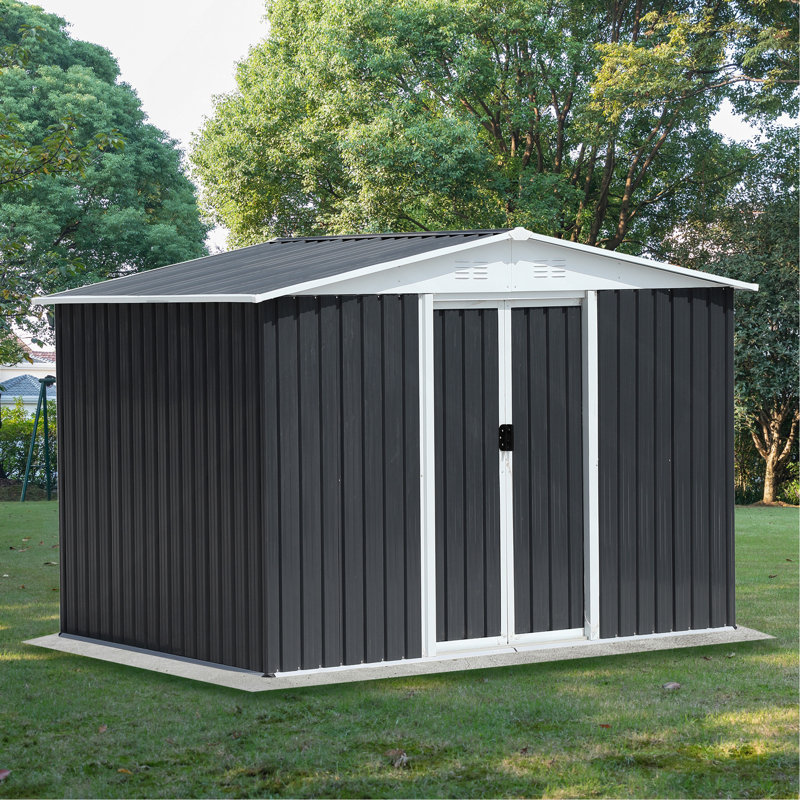 Remise de rangement extérieure avec structure en alliage d'aluminium, Gris, H 72,6 po x l 99,6 po x P 70,4 po