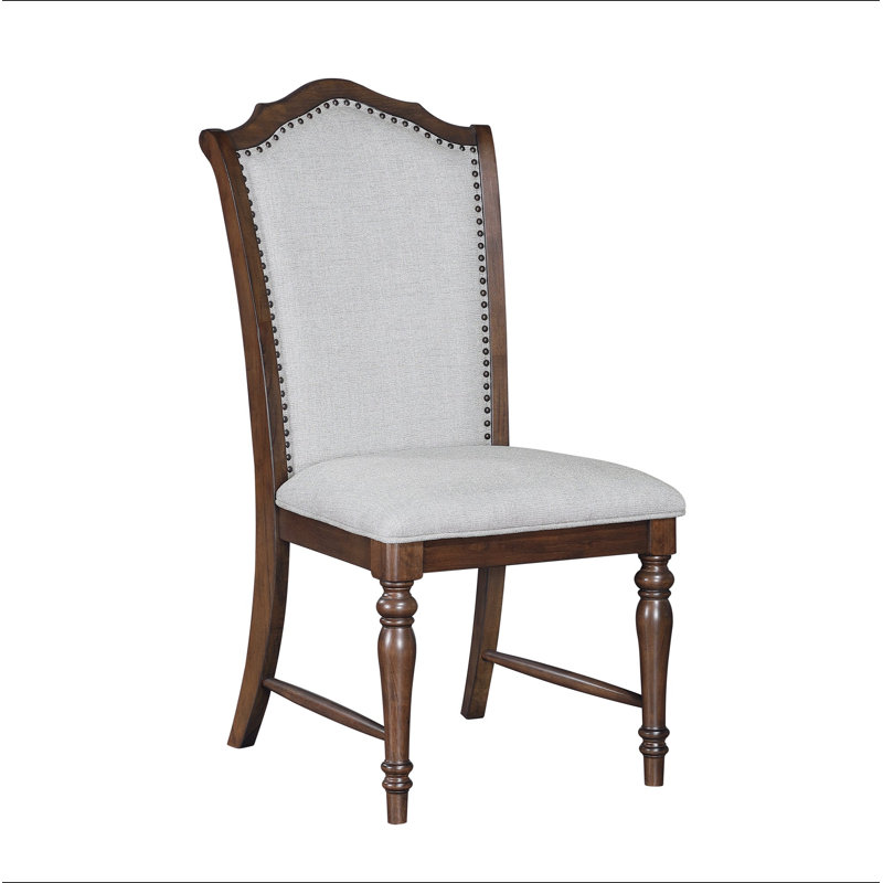 Ensemble de 2 chaises d'appoint en bois à finition cerisier avec garniture cloutée