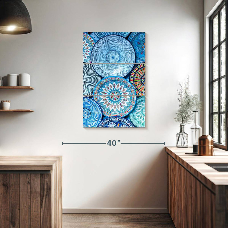 Senne Blue Moroccan Plates, 38" H x 24" W