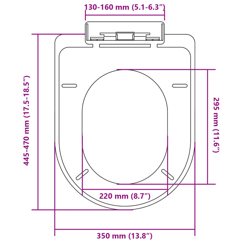 Bosarge Soft-close Toilet Seat White Bathroom Furniture Accessory, Square