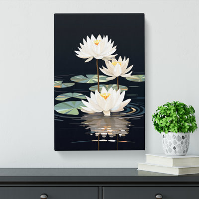 Water Lily Art Deco No.3 - No Frame Art Prints - Wrapped Canvas