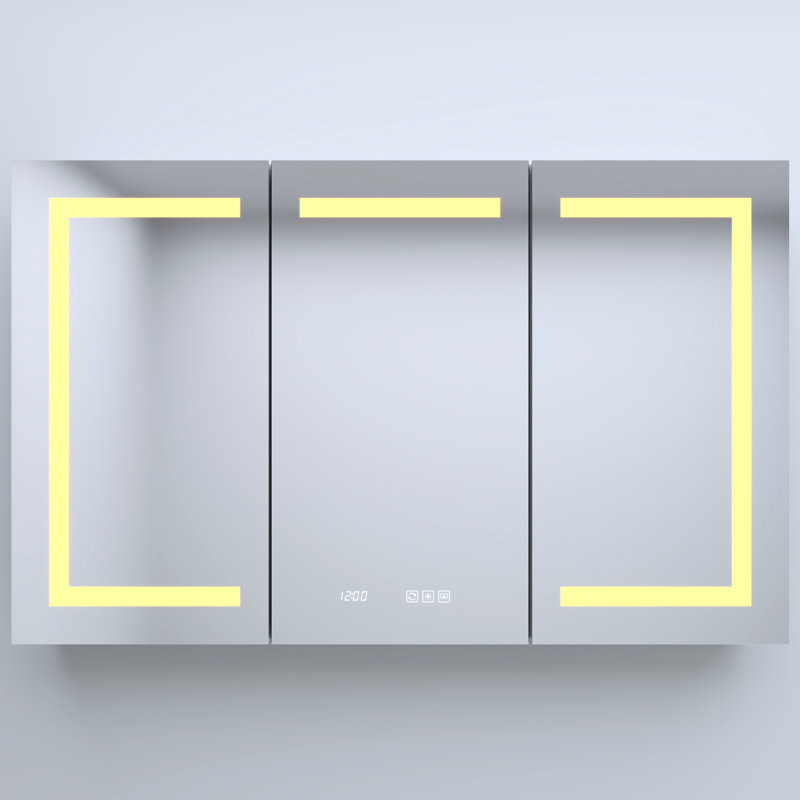 48 po Armoire à pharmacie large en aluminium à fixation en surface avec temps / température, 30 po - miroir anti-brouillard