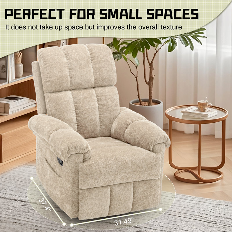 Recliner Chair,Rocker Recliners for Adults, Small Recliners for Small Spaces, Manual Recliner with Side Pockets for Living Room Bedroom